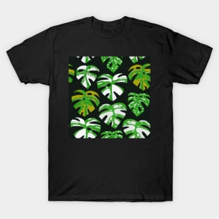 Variegated Monstera Pattern in Gouache-Dark T-Shirt